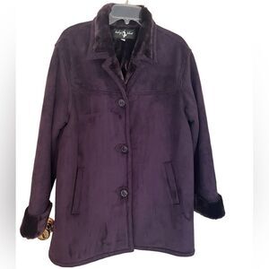Baby Phat Vintage Y2K Rare Purple Suede/Faux Fur Lined Coat Size Large